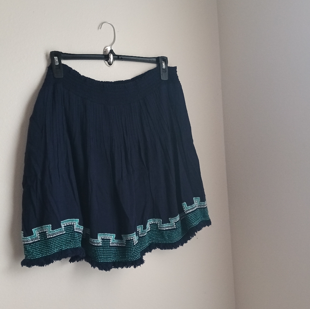 Crown & Ivy Skirt Women XL Blue, Teal & White Casual Academia Boho Cottagecore